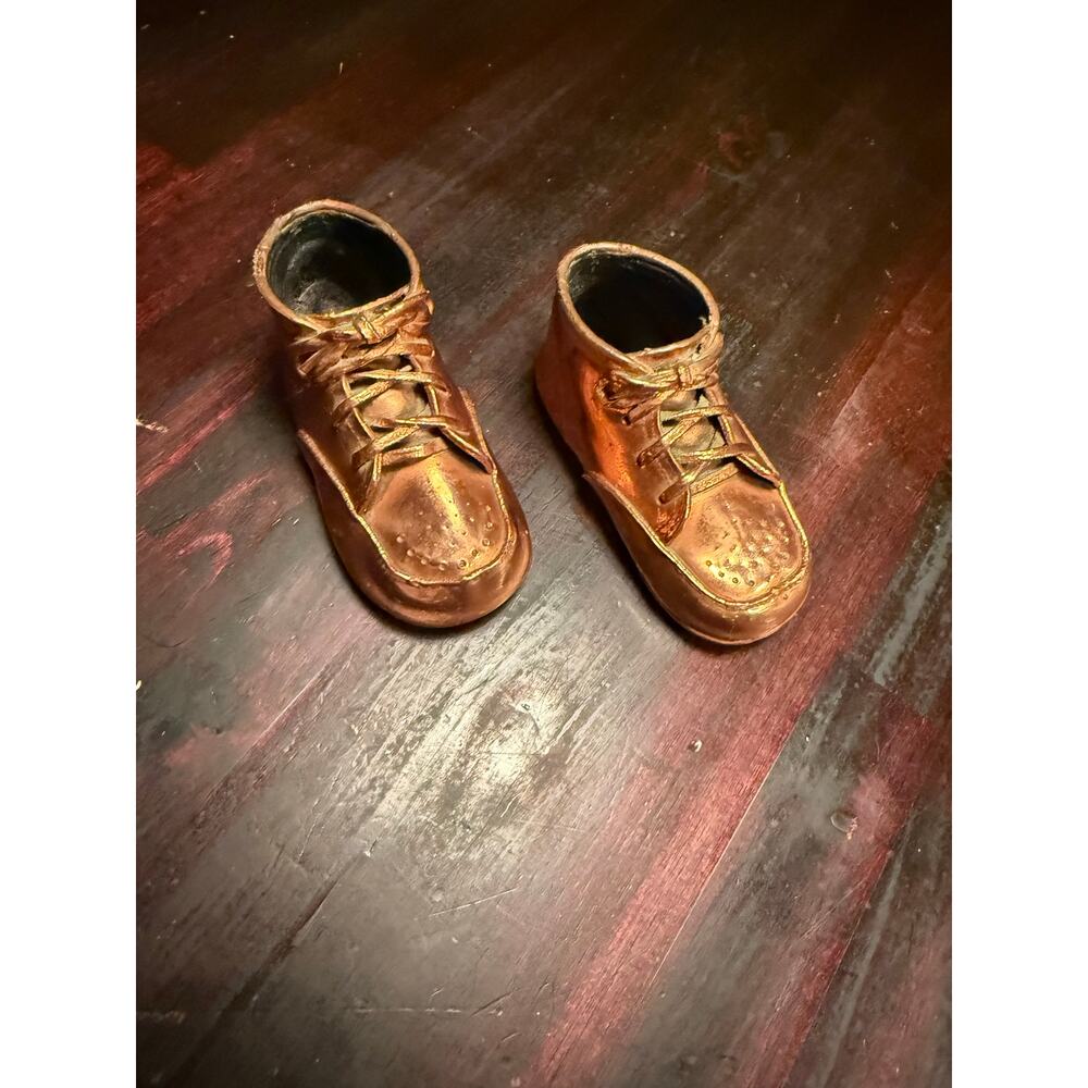 Vintage Bronzed Baby Shoes-Copper Dipped Keepsake - MCM Nursery Decor